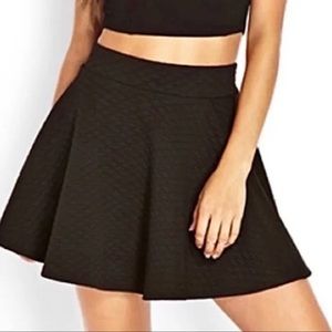 Black quilted skater skirt